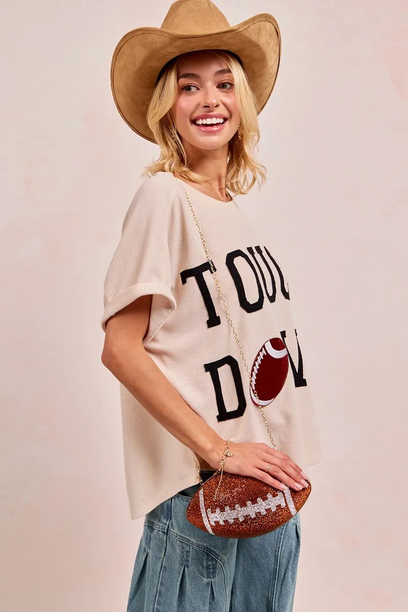 BiBi Game Day Touchdown Letter Patches Waffle Short
