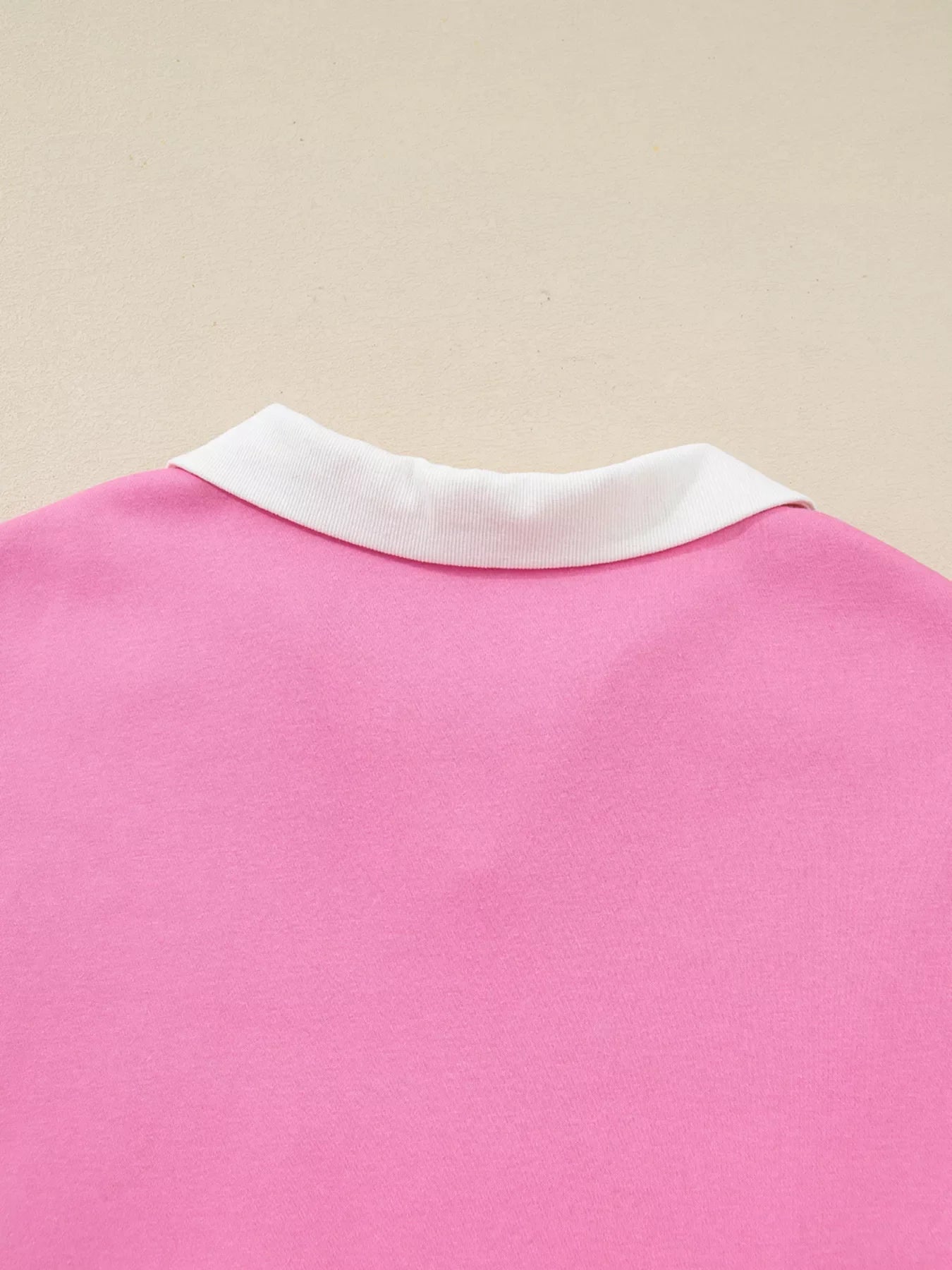 Plus Size Contrast Polo Collar Floral Patchwork Elastic