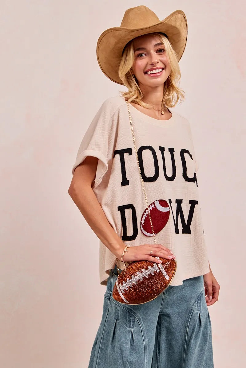 BiBi Game Day Touchdown Letter Patches Waffle Short