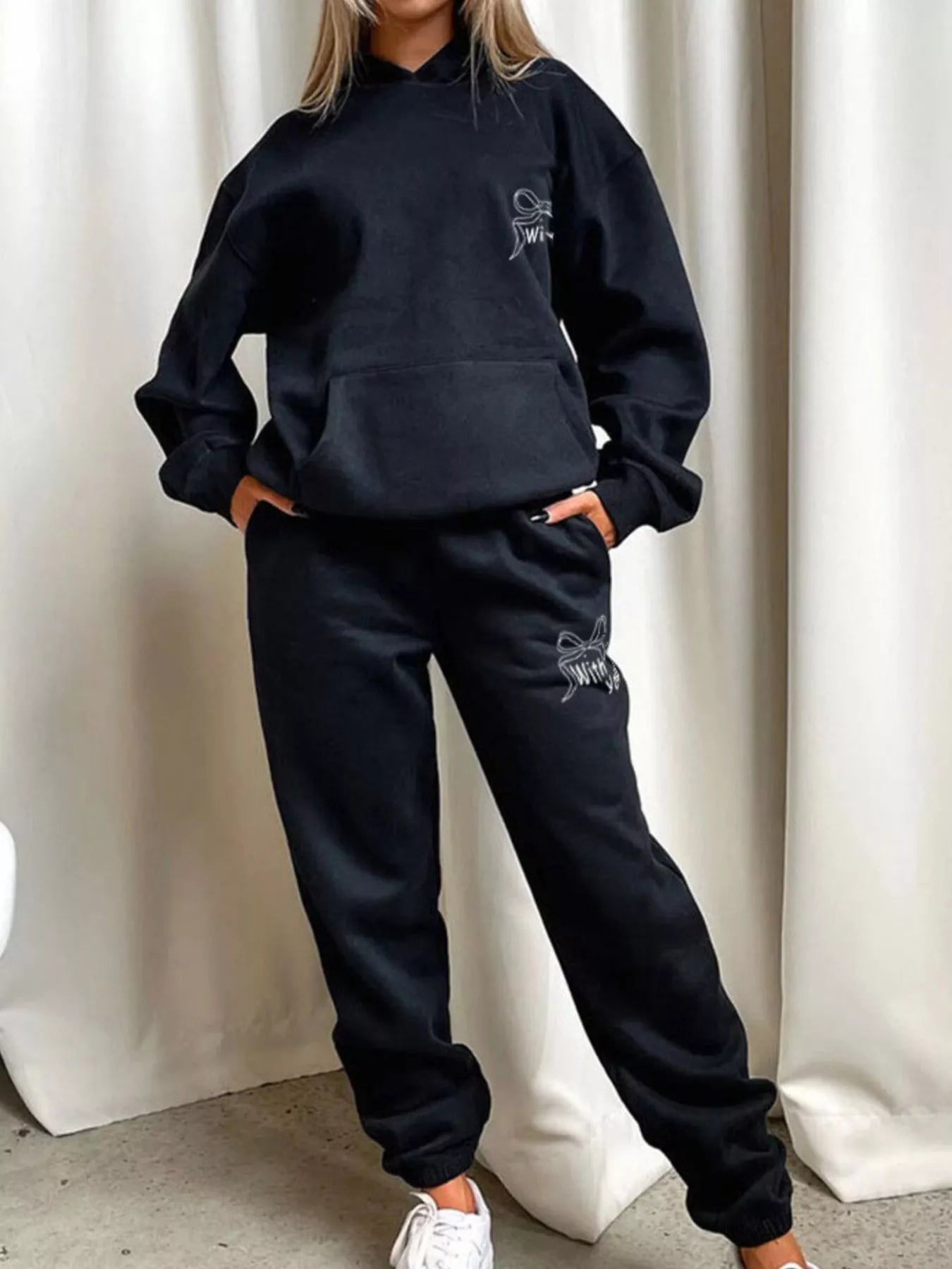Dropped Shoulder Hoodie and Pants Set
