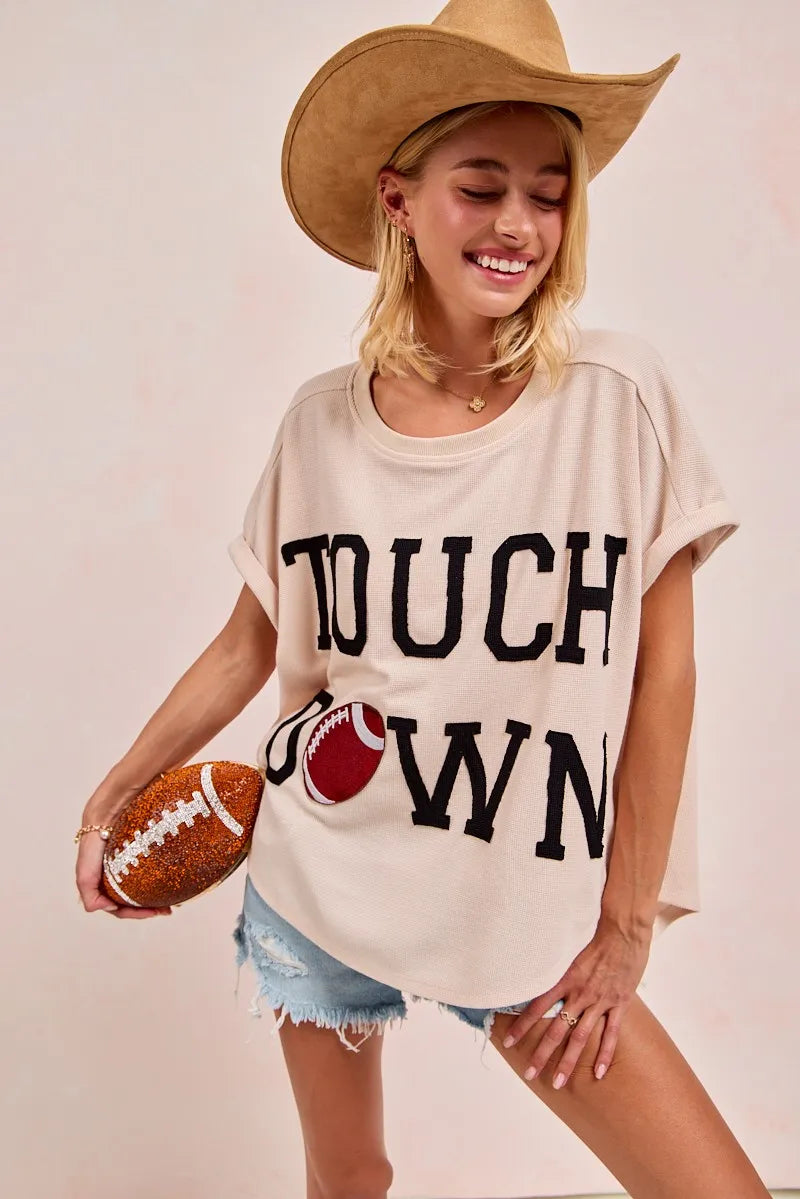 BiBi Game Day Touchdown Letter Patches Waffle Short
