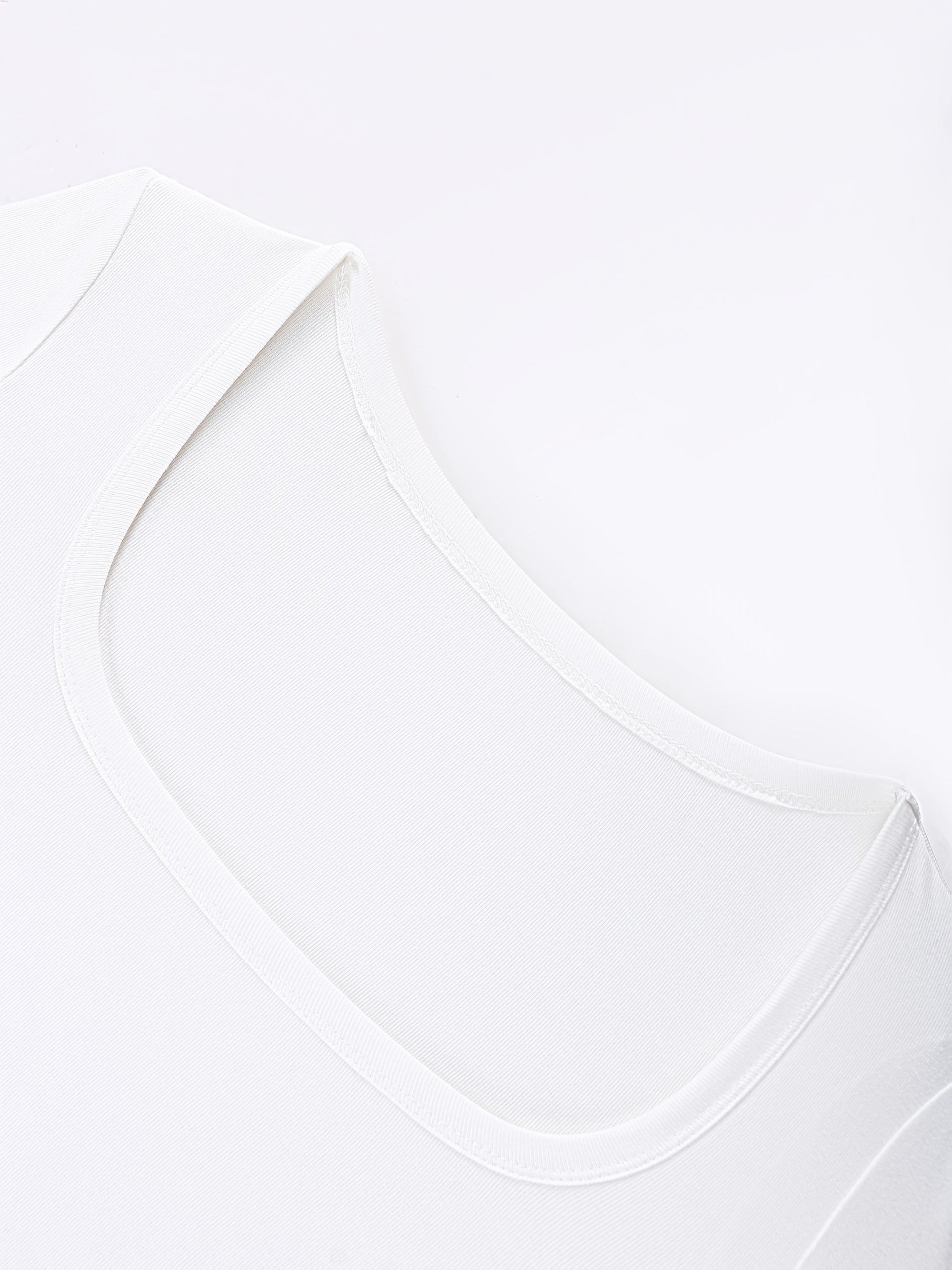 White Short-Sleeve Top – Semi-Sheer Square Neck Tee