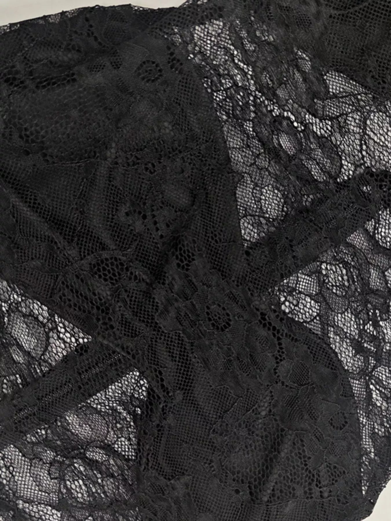 Lace Sheer Mock Neck Long Sleeve Maxi Dress