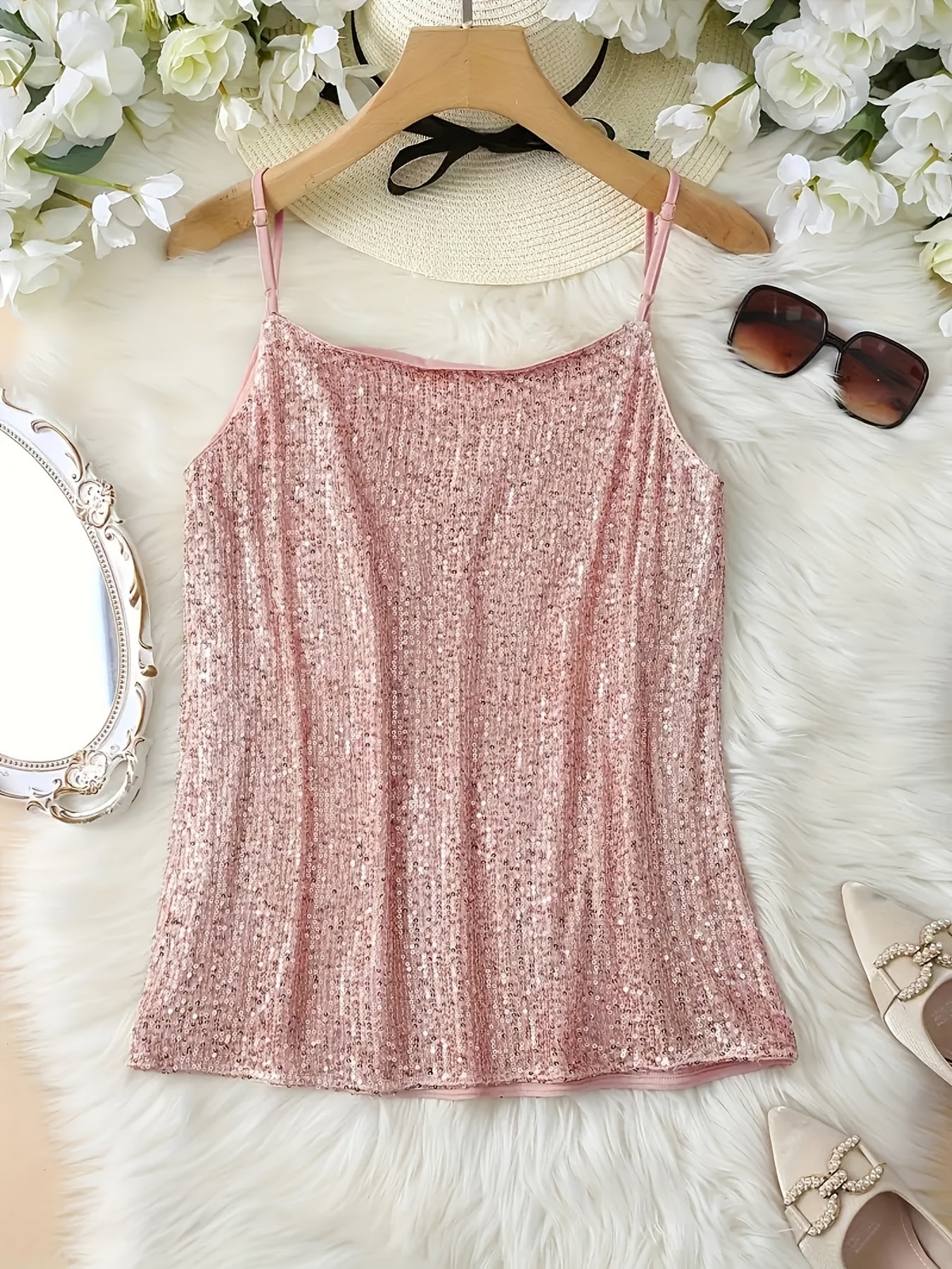 Sequin Cami Top – Y2K Sleeveless Vest