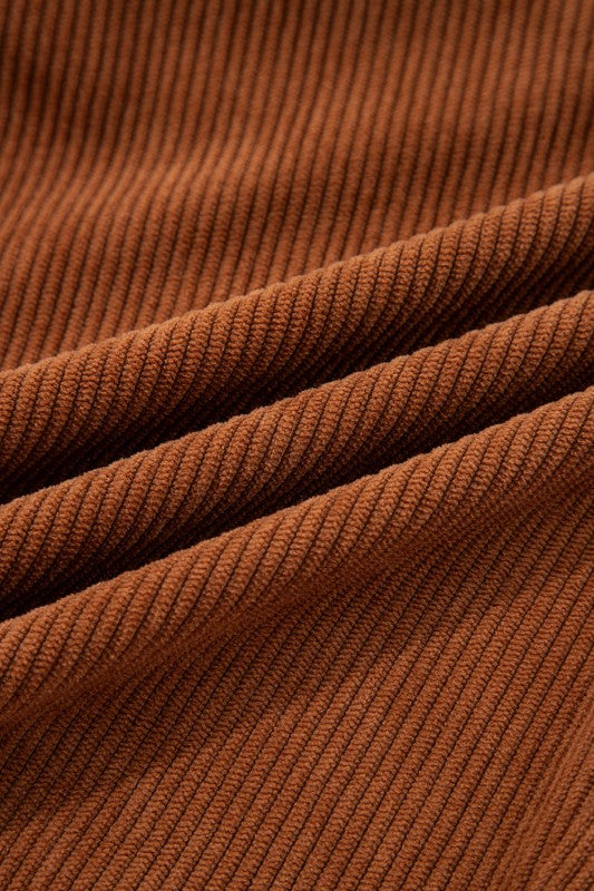 Solid Corduroy Drawstring Elastic Waist Pants