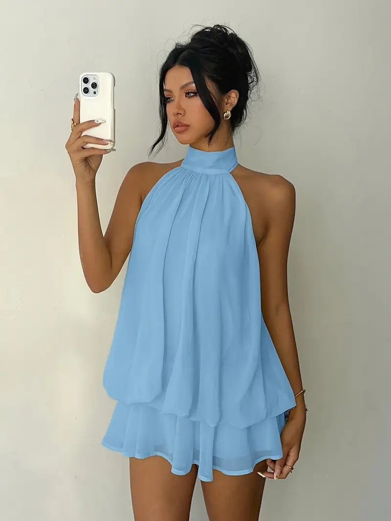 Tiered Halter Mini Dress