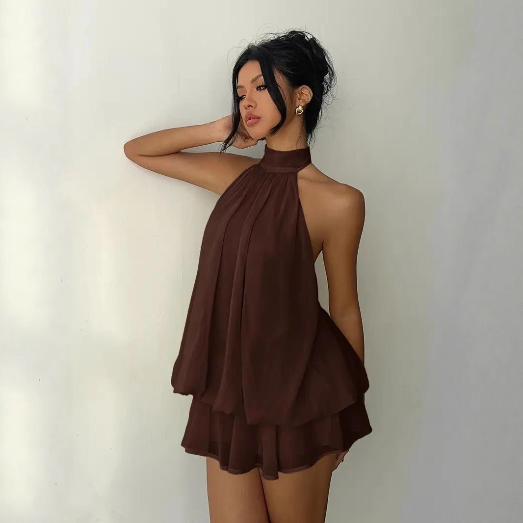 Tiered Halter Mini Dress