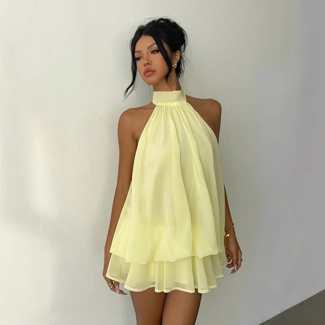 Tiered Halter Mini Dress
