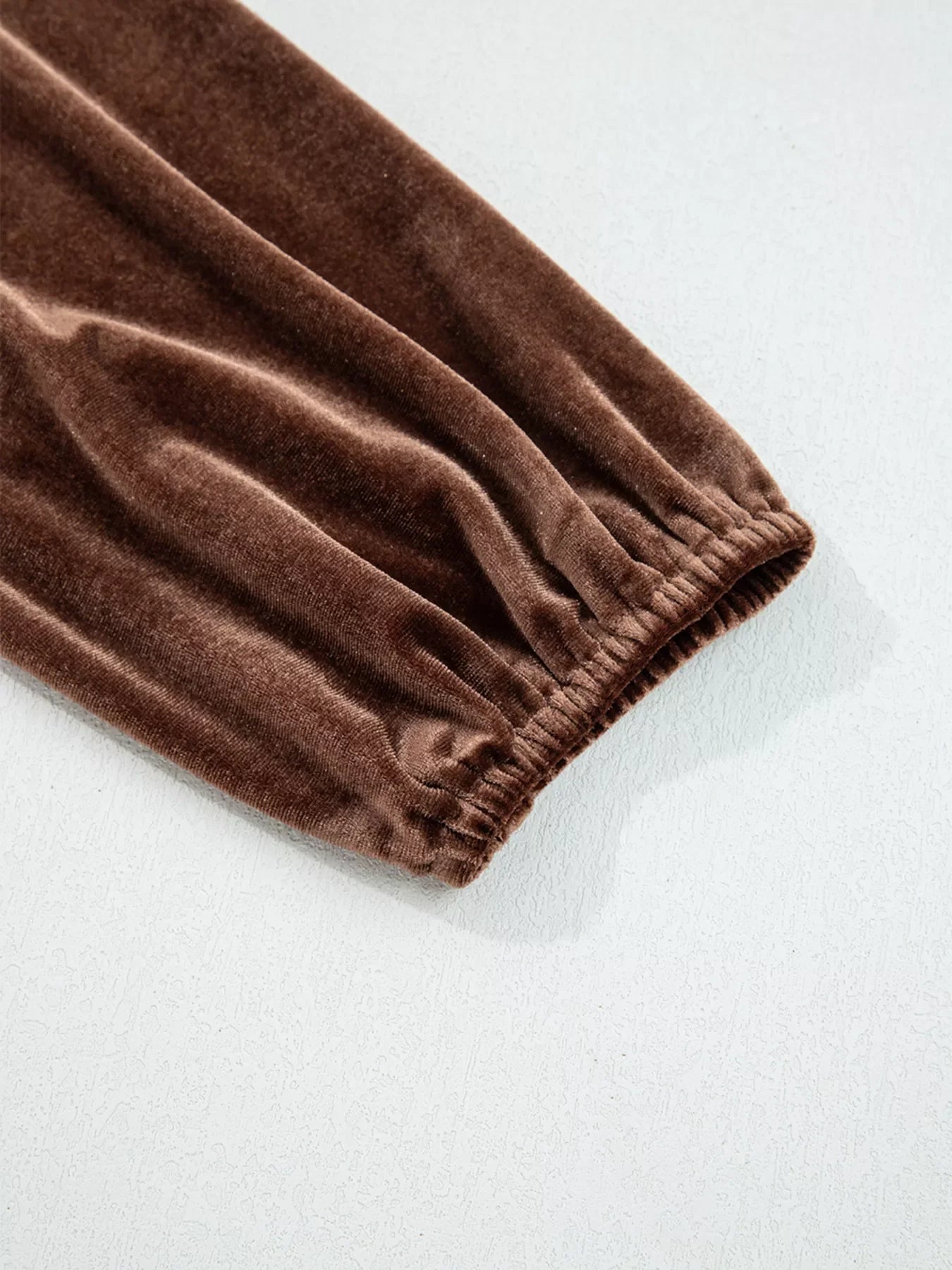 Solid Color Velvet V Neck Long Sleeve Tiered