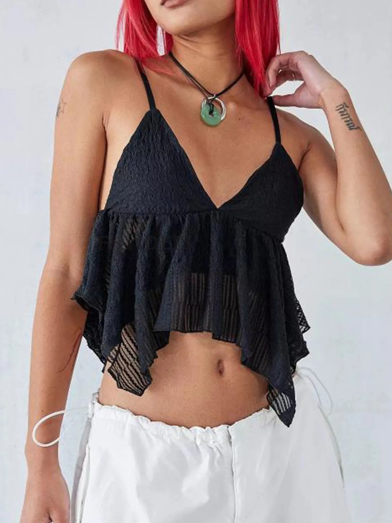 V-Neck Peplum Cami Top