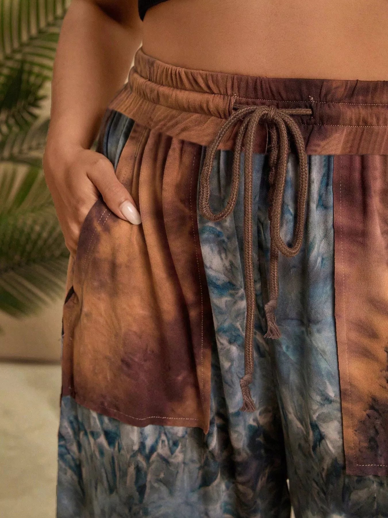 Full Size Tie-Dye Wide Leg Casual Pants Plus