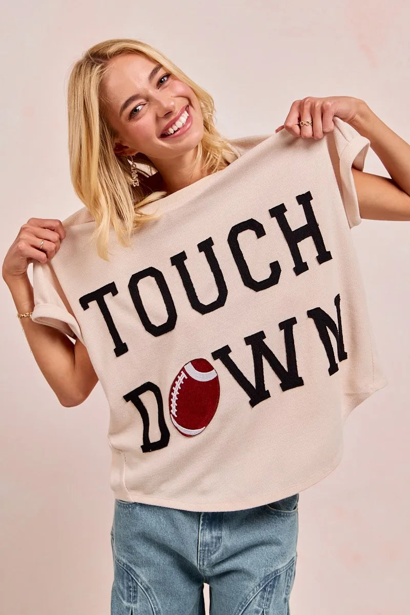 BiBi Game Day Touchdown Letter Patches Waffle Short