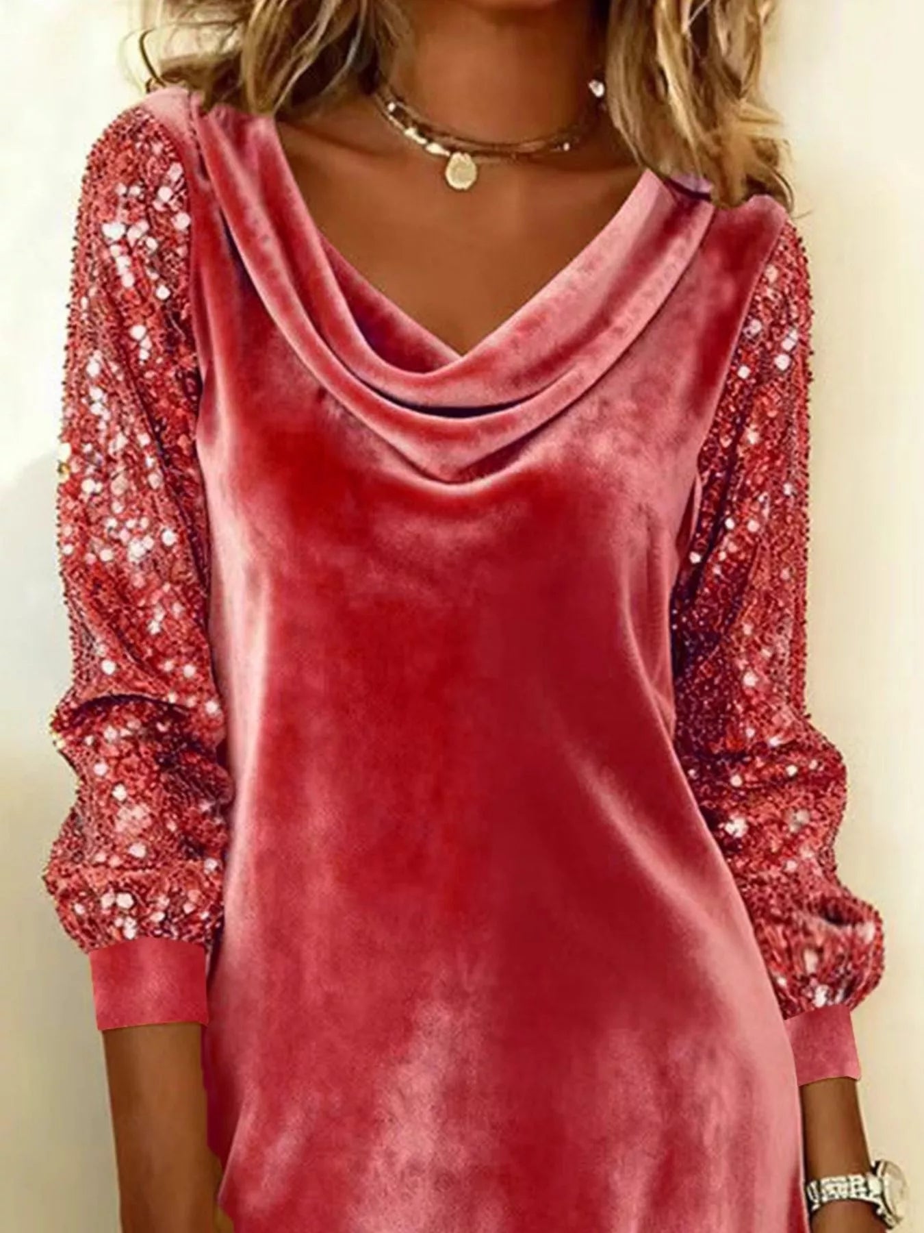 Sequin Sleeve Velvet Mini Dress