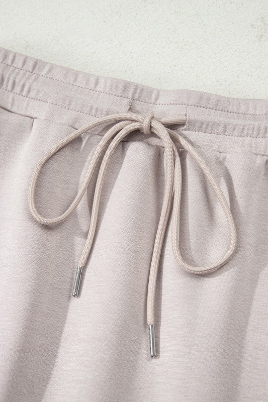 Solid Drop Shoulder Pullover and Mini Skirt Set