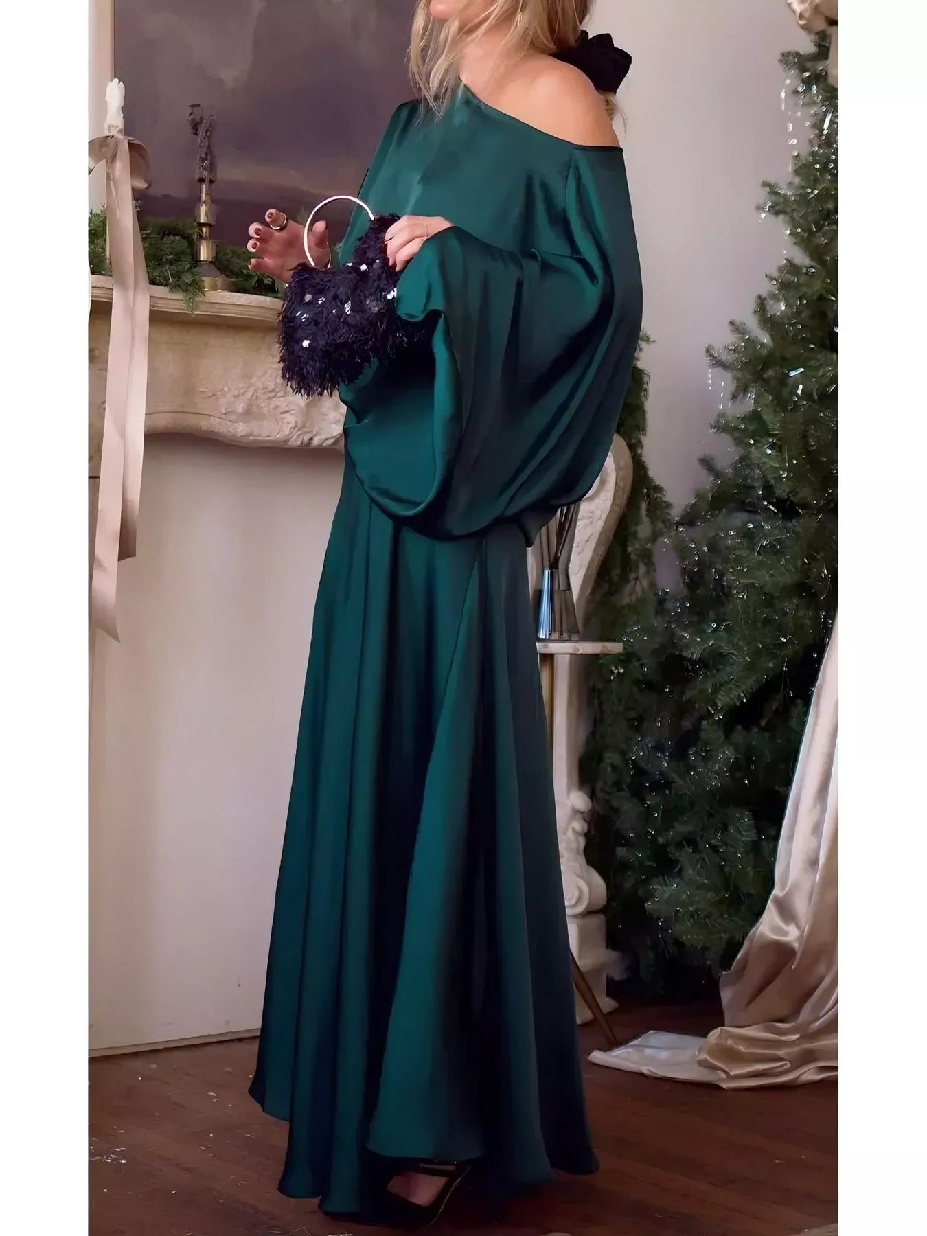 Full Size Elegant Batwing Sleeve Maxi Dress Plus