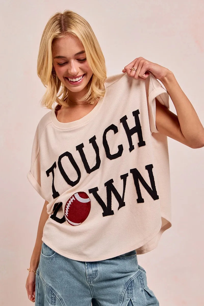 BiBi Game Day Touchdown Letter Patches Waffle Short