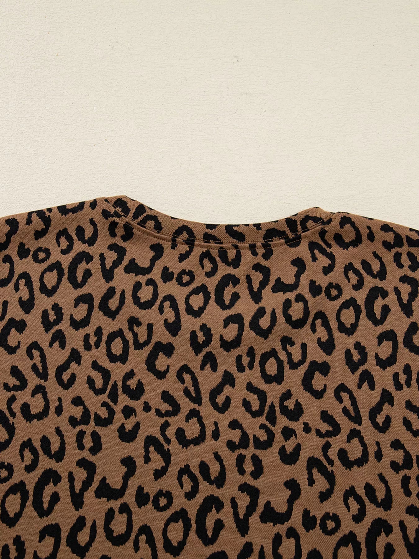 Striped Trim Leopard Long Sleeve Top Drawstring Pant
