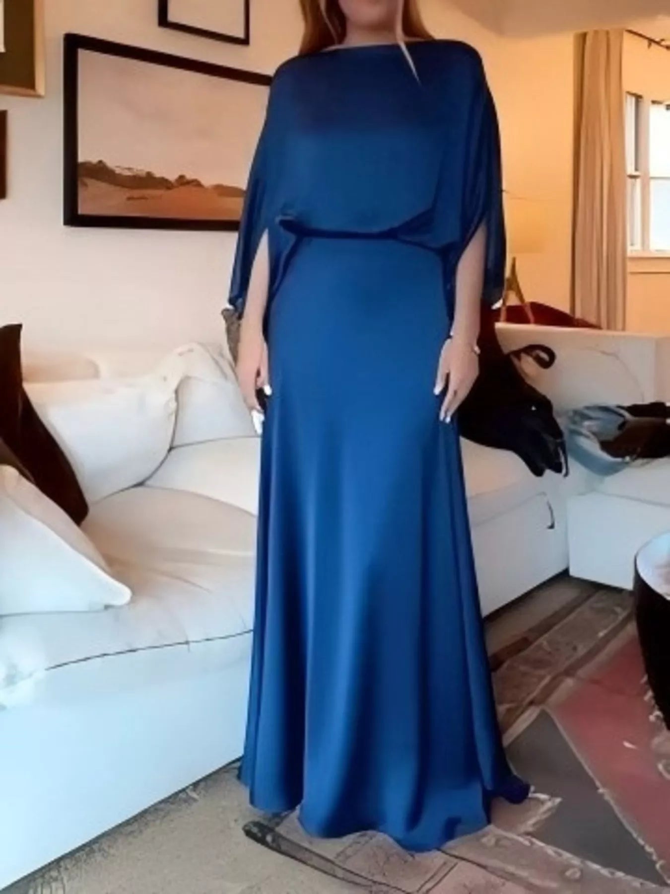 Full Size Elegant Batwing Sleeve Maxi Dress Plus