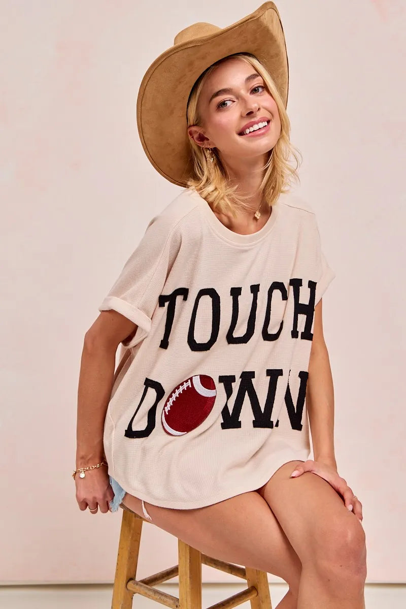 BiBi Game Day Touchdown Letter Patches Waffle Short