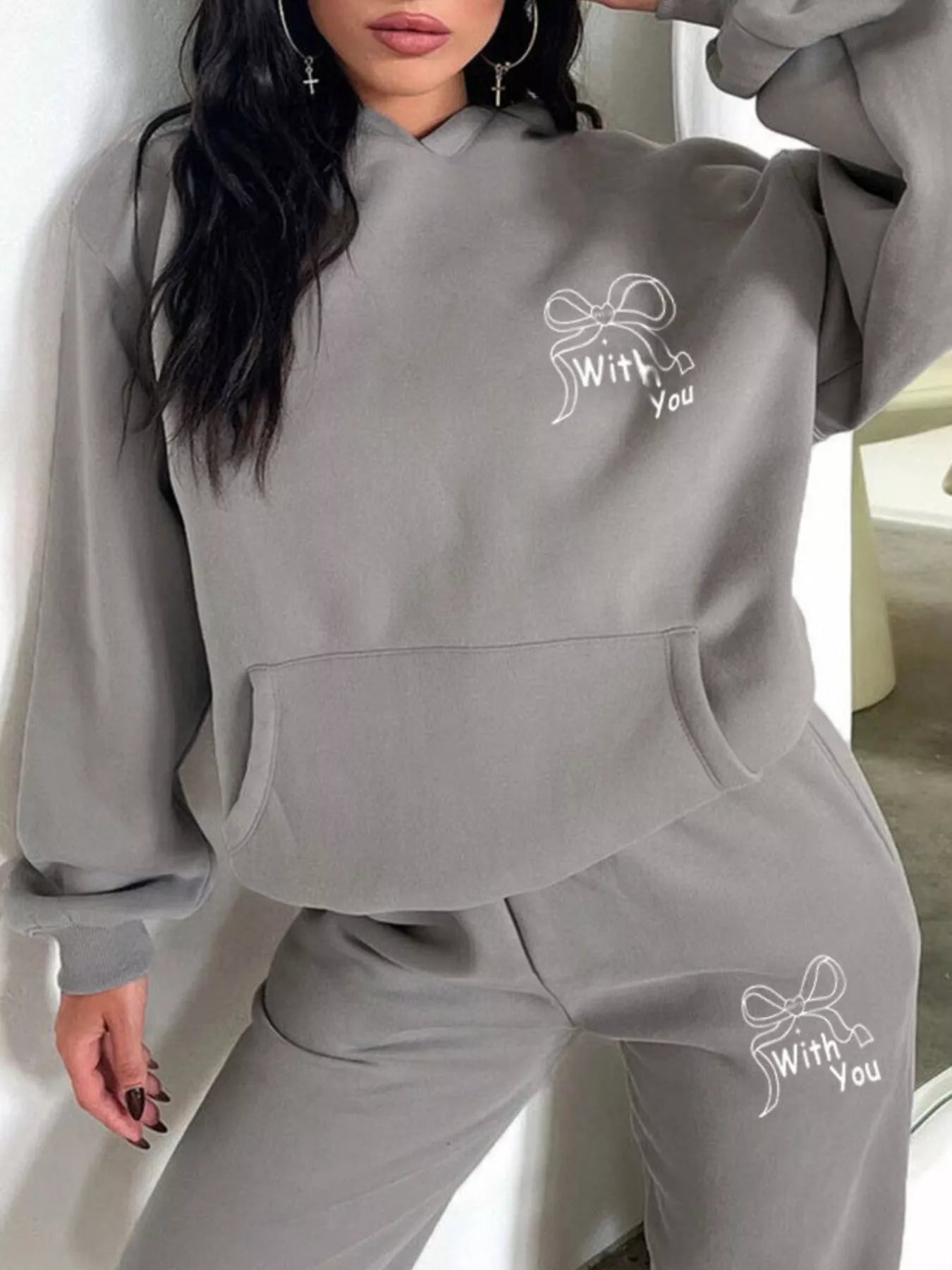Dropped Shoulder Hoodie and Pants Set